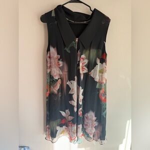 Ted Baker Black Floral Midi Dress